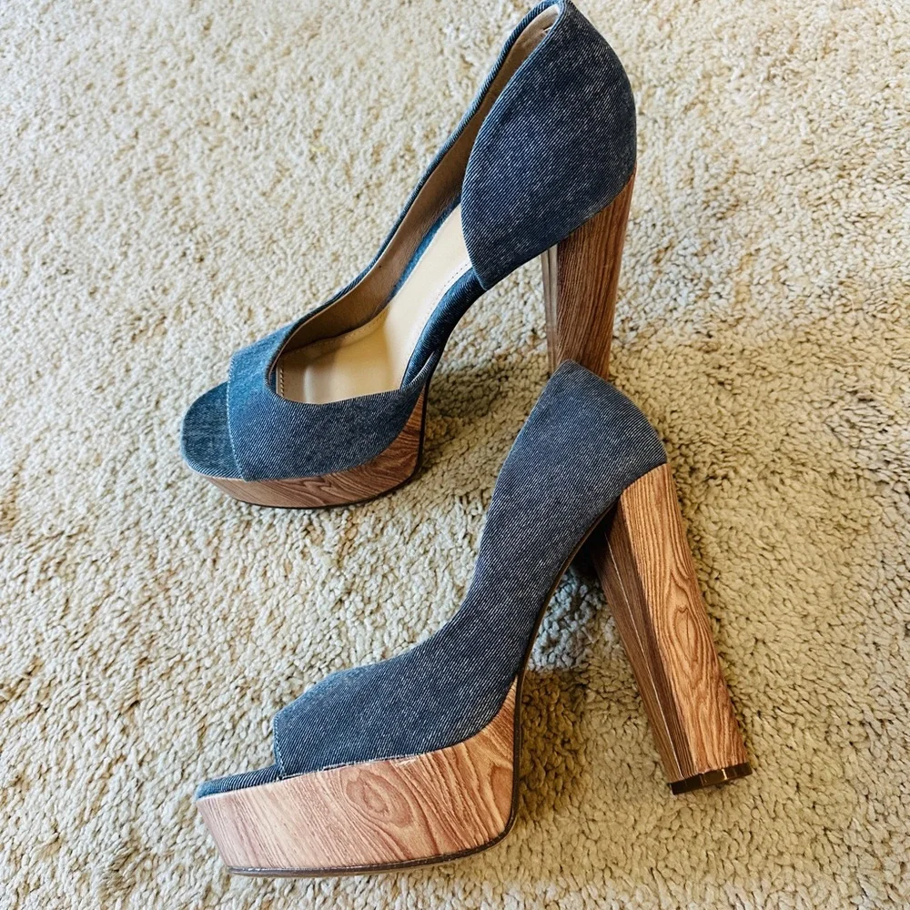 Jean Platform Sandals Size 9.5